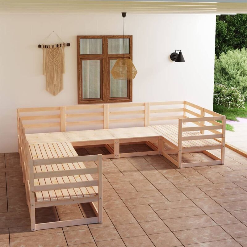 

Juego de salón de jardín 8 piezas madera maciza de pino