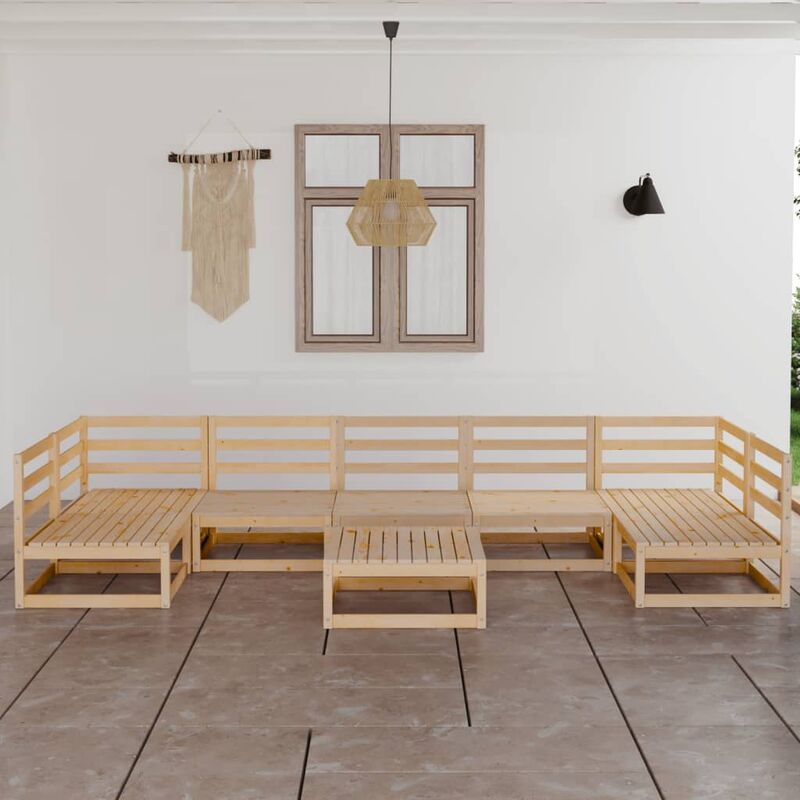 

Juego de salón de jardín 8 piezas madera maciza de pino