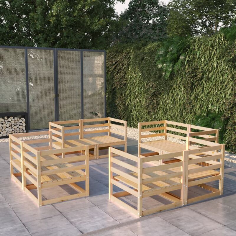 

Juego de salón de jardín 8 piezas madera maciza de pino
