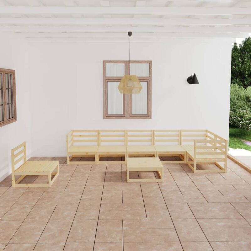 

Juego de salón de jardín 8 piezas madera maciza de pino