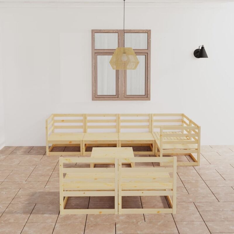 

Juego de salón de jardín 8 piezas madera maciza de pino