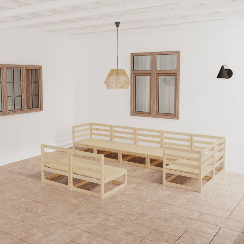 

Juego de salón de jardín 8 piezas madera maciza de pino