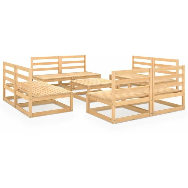 

Juego de salon de jardin 9 piezas madera maciza de pino