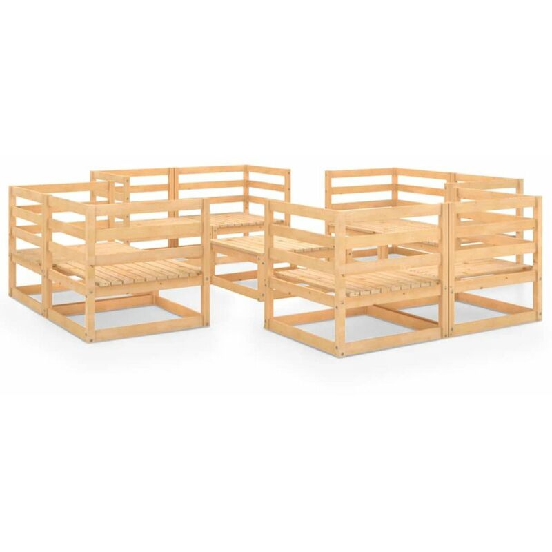 

Juego de salon de jardin 9 piezas madera maciza de pino