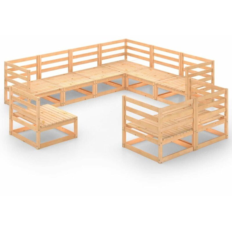 

Juego de salon de jardin 9 piezas madera maciza de pino
