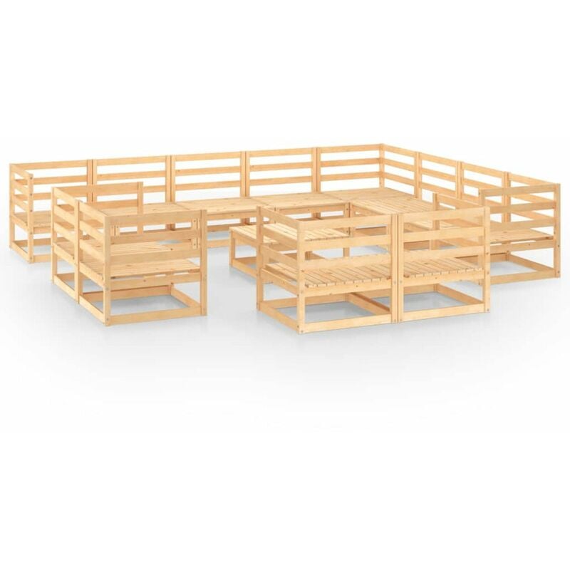 

Juego de salon de jardin de 13 piezas madera maciza de pino