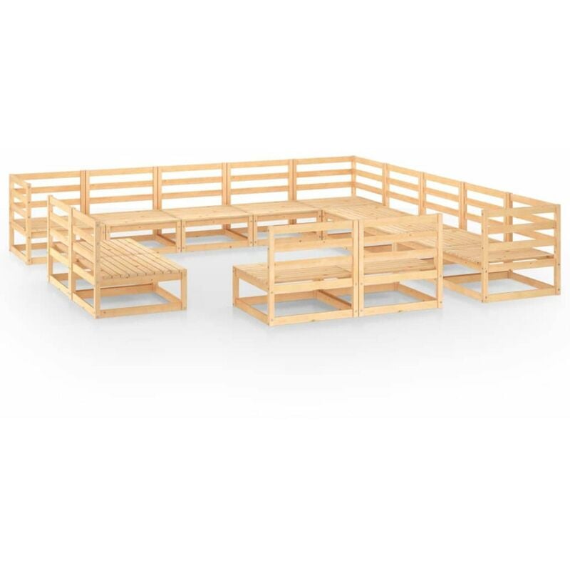 

Juego de salon de jardin de 13 piezas madera pino maciza