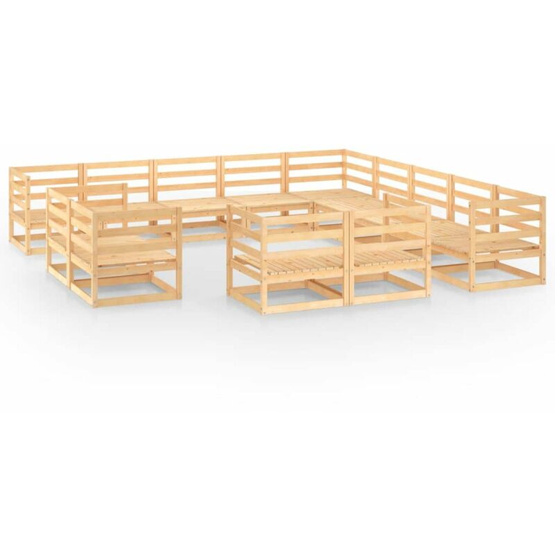 

Juego de salon de jardin de 13 piezas madera pino maciza