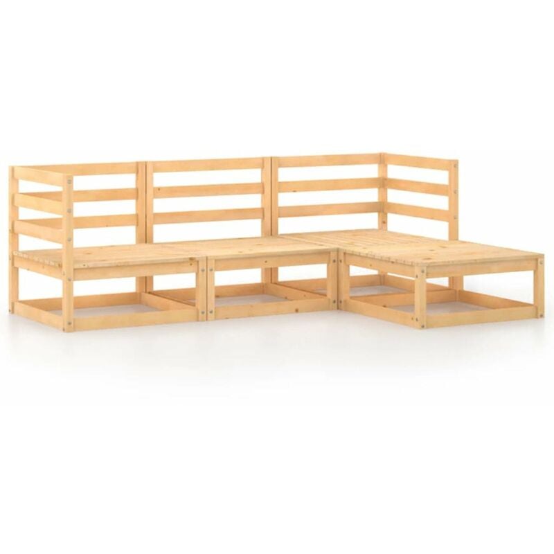 

Juego de salon de jardin de 4 piezas madera maciza de pino