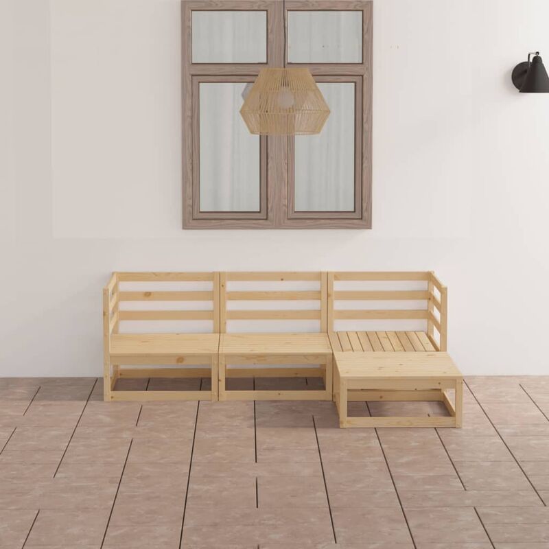 

Juego de salón de jardín de 4 piezas madera maciza de pino