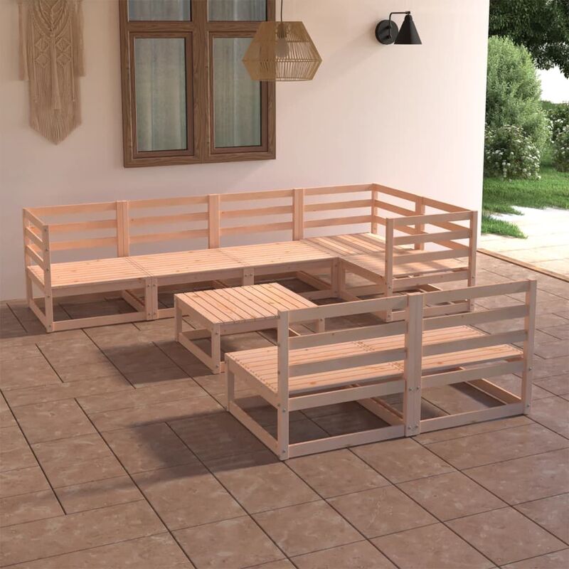 

Juego de salón de jardín de 8 piezas madera maciza de pino