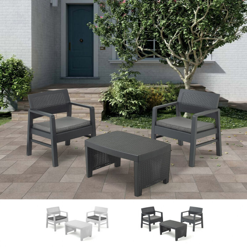 

Juego de sillones y mesa de jardín y cojines Tambo | Antracita - Progarden