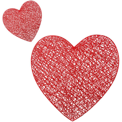Juego de San Valentín de PVC: soporte en forma de corazón y mantel individual con motivos calados (oro rosa/plata/rojo/oro, 39×38 cm y 10×10 cm, 100 g)