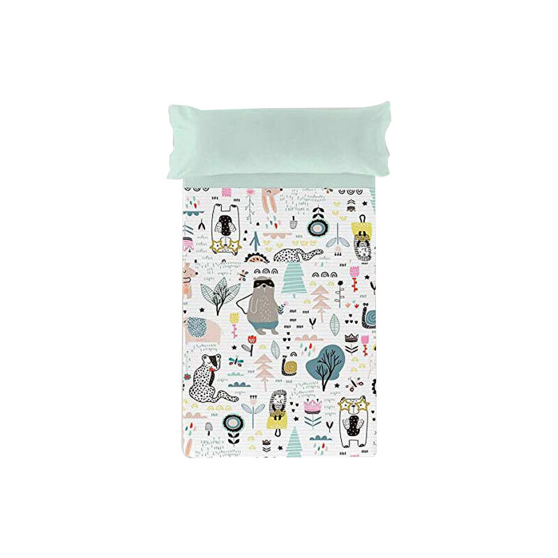 

Juego de sábanas naturals animal hello (cama de 105) - Rogal