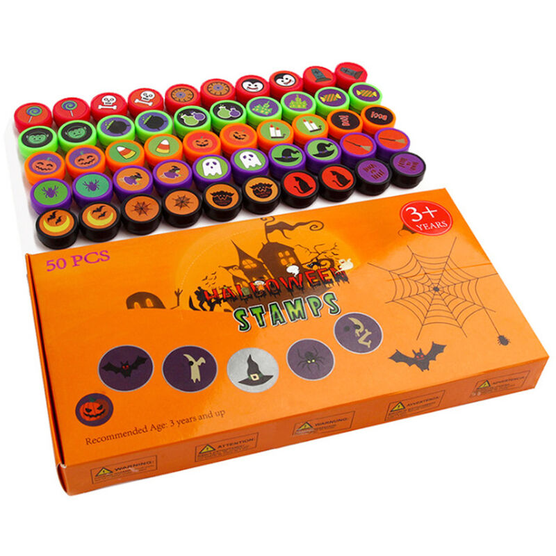 

Juego de sellos de dibujos animados con tema Hallo-ween de 50 piezas para ninos, Multicolor