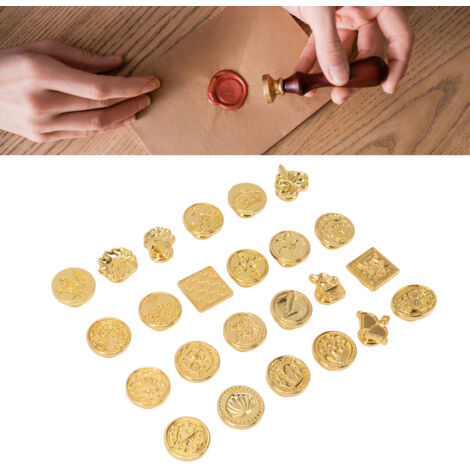 Juego de sellos vintage con caja de regalo: 24 motivos de zinc extraíbles para invitaciones y regalos.