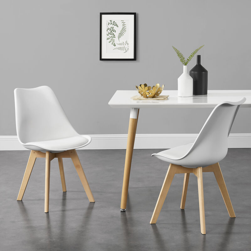 

Juego de sillas de comedor - 81 x 49 x 57 cm - Silla tapizada en cuero sintético - Patas de madera de haya - Sillas de Cocina - Set de 2 sillas