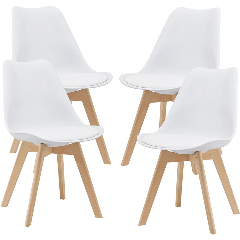 

Juego de sillas de comedor - 81 x 49 x 57 cm - Silla tapizada en cuero sintético - Patas de madera de haya - Sillas de Cocina - Set de 4 sillas