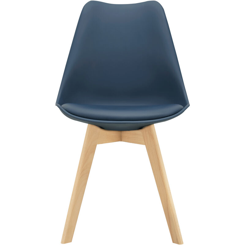 

Juego de sillas de comedor - 81 x 49 x 57 cm - Silla tapizada en cuero sintético - Patas de madera de haya - Sillas de Cocina - Set de 6 sillas - Azul