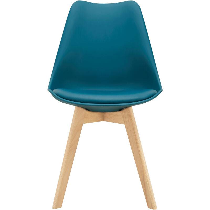

Juego de sillas de comedor - 81 x 49 x 57 cm - Silla tapizada en cuero sintético - Patas de madera de haya - Sillas de Cocina - Set de 6 sillas