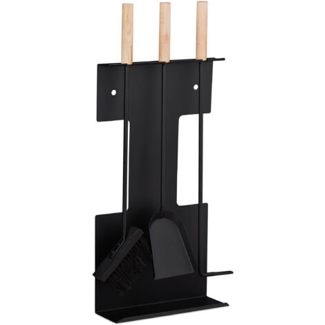 Juego de sirviente para chimenea 4 piezas accesorio de acero pala escoba atizador soporte negro 130002443
