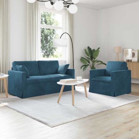 Juego de Sofá 2 pcs Azul 158 x 78 x 80 cm Terciopelo