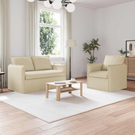Juego de Sofá 2 pcs Crema 136 x 82 x 85 cm Tela