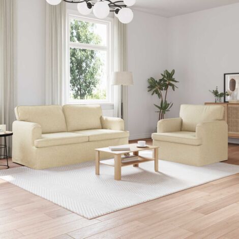 Juego de Sofá 2 pcs Crema 162 x 80 x 85 cm tela