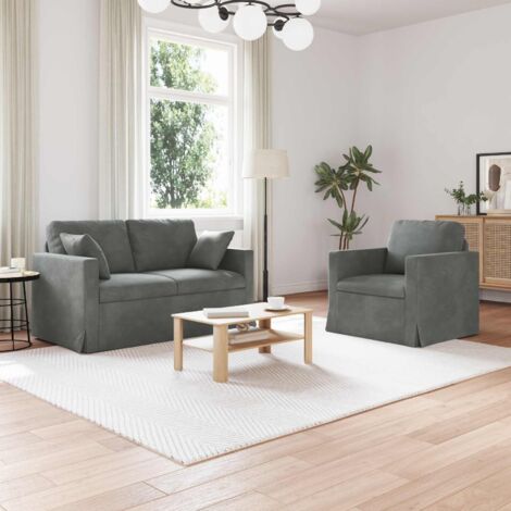 Juego de Sofá 2 pcs Gris oscuro 138 x 78 x 80 cm Terciopelo