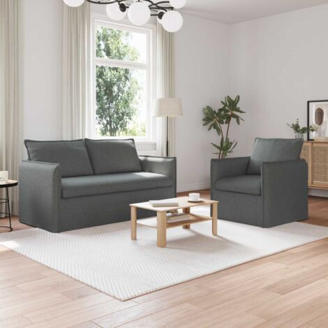 Juego de Sofá 2 pcs Gris oscuro 156 x 82 x 85 cm Tela