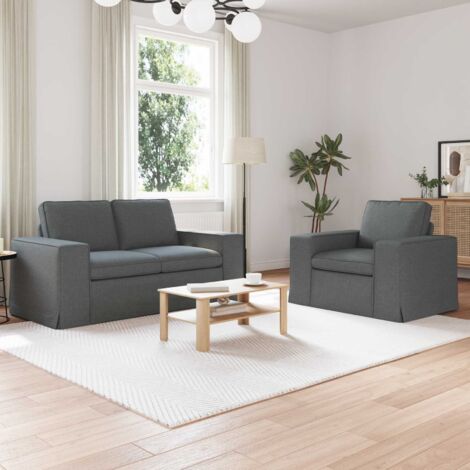 Juego de Sofá 2 pcs Gris oscuro 162 x 80 x 82 cm tela