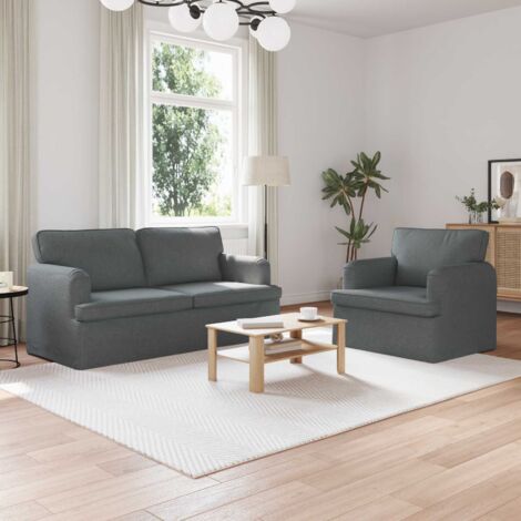 Juego de Sofá 2 pcs Gris oscuro 162 x 80 x 85 cm tela