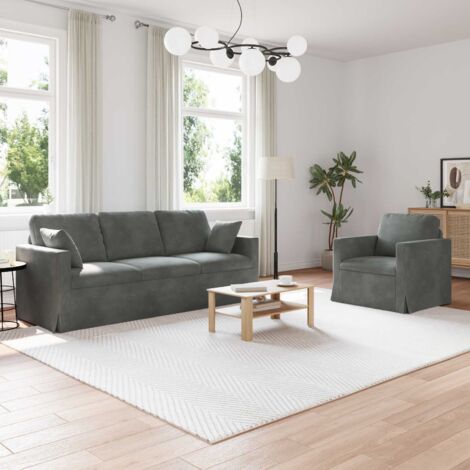 Juego de Sofá 2 pcs Gris oscuro 198 x 78 x 80 cm Terciopelo