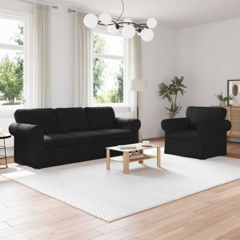 Juego de Sofá 2 pcs Negro 215 x 82 x 80 cm tela