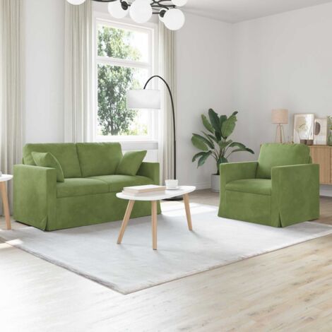 Juego de Sofá 2 pcs Verde claro 138 x 78 x 80 cm Terciopelo