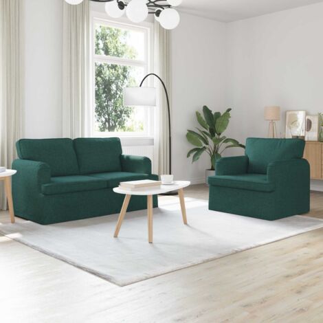 Juego de Sofá 2 pcs Verde oscuro 144 x 80 x 85 cm tela