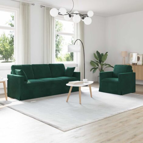 Juego de Sofá 2 pcs Verde oscuro 198 x 78 x 80 cm Terciopelo