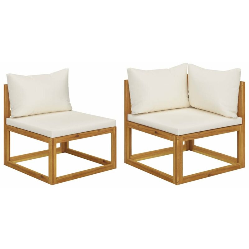 

Juego de sofa 2 pzas con cojines blanco crema madera de acacia