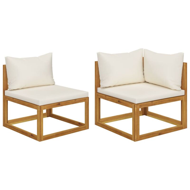 

Juego de sofá 2 pzas con cojines blanco crema madera de acacia