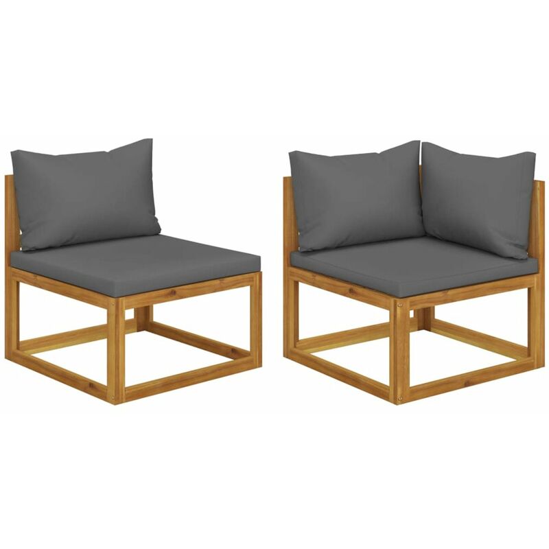 

Juego de sofa 2 pzas con cojines gris oscuro madera de acacia