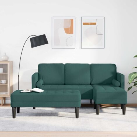 Juego de Sofá con cojín 2 pcs Verde oscuro Poliéster