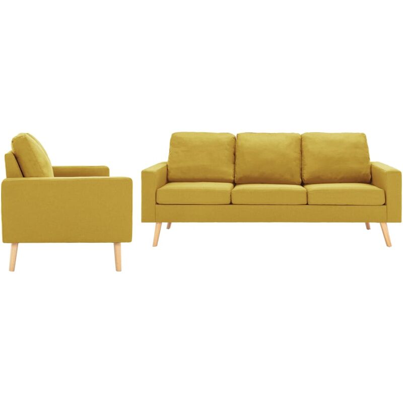 

Juego de sofás 2 piezas de tela amarillo