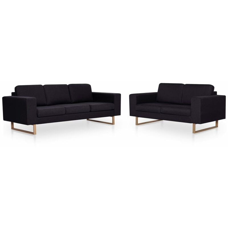 

Sofá de Tela de 2 Piezas 3 Piezas Negro - Negro - Vidaxl