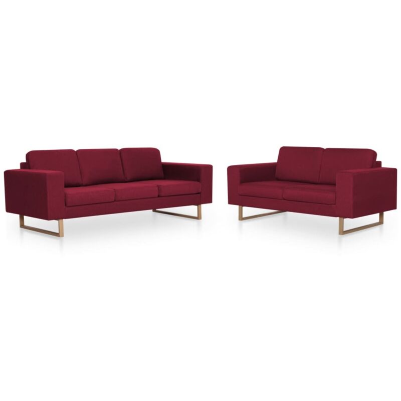 

Sofá de Tela de 2 Piezas 3 Piezas Vino Tinto - Rojo - Vidaxl