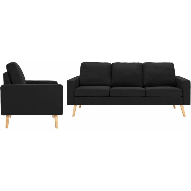 

Juego de sofas 2 piezas de tela negro