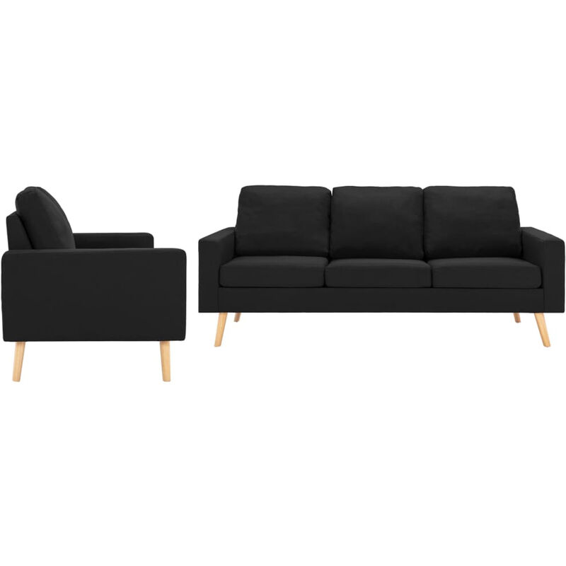 

Asupermall - Juego de sofas 2 piezas de tela negro