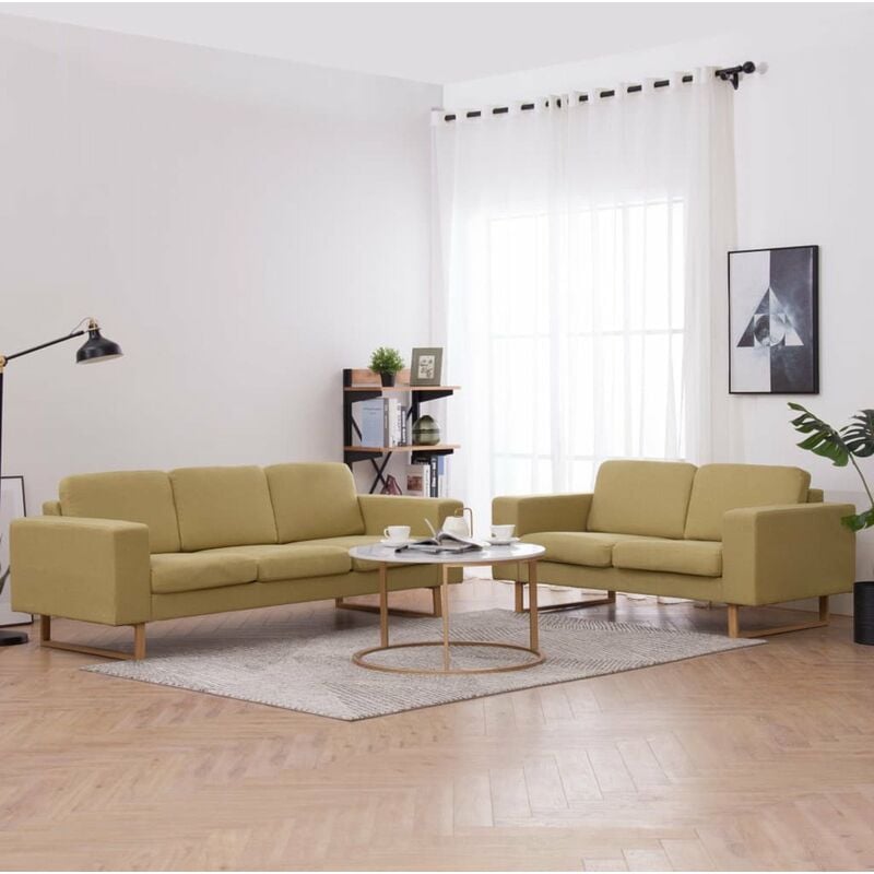 

Juego de sofas 2 piezas de tela verde