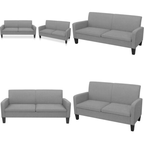 Juego de sofás 2 piezas tela gris claro - Sofá de 3 plazas - Sofá gris claro