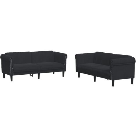 Juego de sofás 2 piezas terciopelo negro vidaXL