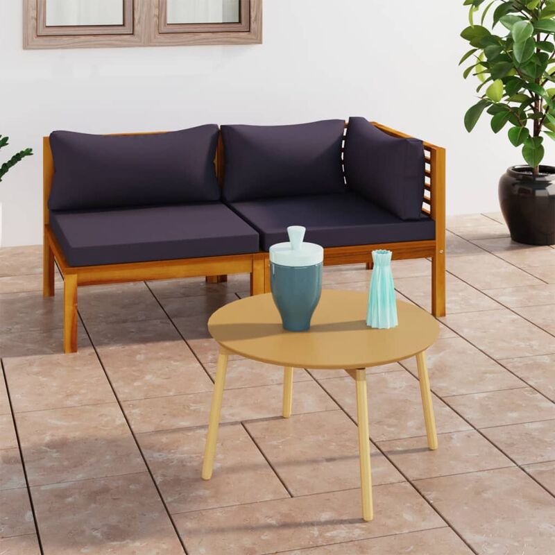 

Juego de sofás 2 pzas con cojines gris oscuro madera de acacia